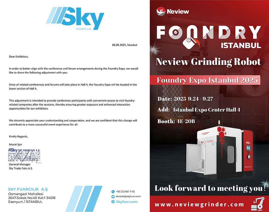 Neview to Showcase Intelligent Grinding Robot Solutions at Foundry Expo Istanbul 2025