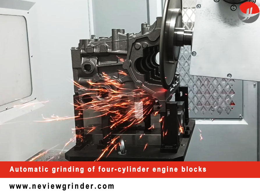 Automatic grinding of four-cylinder engine blocks